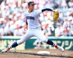 横浜対沖縄尚学　横浜先発の織田翔希(撮影･野上伸悟)