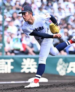 横浜対沖縄尚学　横浜先発の織田翔希(撮影･石井愛子)