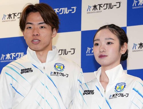 ｢ゆなすみ｣森口澄士(左)と長岡柚奈(2026年4月13日撮影)