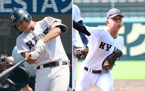 履正社･辻竜乃介(左)と享栄･坂本亮太