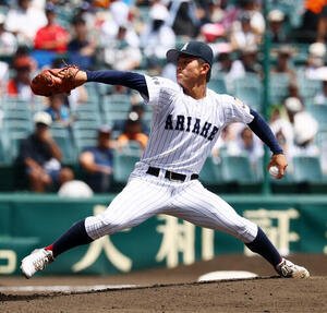 長崎日大対有明　長崎日大戦に先発する有明の工修哉(撮影･加藤哉)