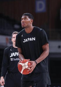 前日公開練習をする八村塁(撮影･増田悦実)