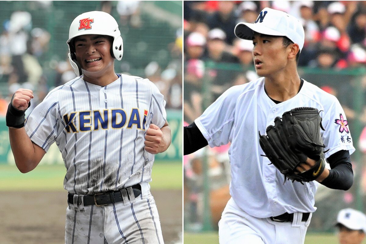 (左から)健大高崎の石田雄星と佐野日大の鈴木有