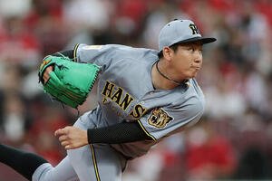 広島対阪神　力投する阪神先発の伊原陵人(撮影･前田充)