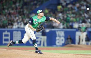 ヤクルト対DeNA　ヤクルト2番手の石原勇輝(撮影･宮地輝)