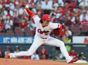 広島対中日　広島先発の鈴木健矢(撮影･加藤孝規)