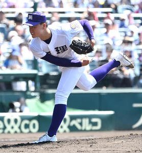 天理対健大高崎　天理先発の長尾亮大(撮影･石井愛子)