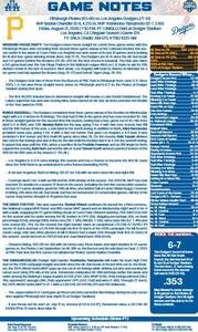 ドジャースの公式｢GAME　NOTES｣