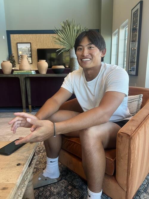 試合後、インタビューに応じる常松。熱く、冷静に抱負を語った