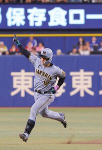 中日対阪神　8回表阪神1死一塁、坂本誠志郎は逆転2点本塁打を放つ(撮影･上田博志)
