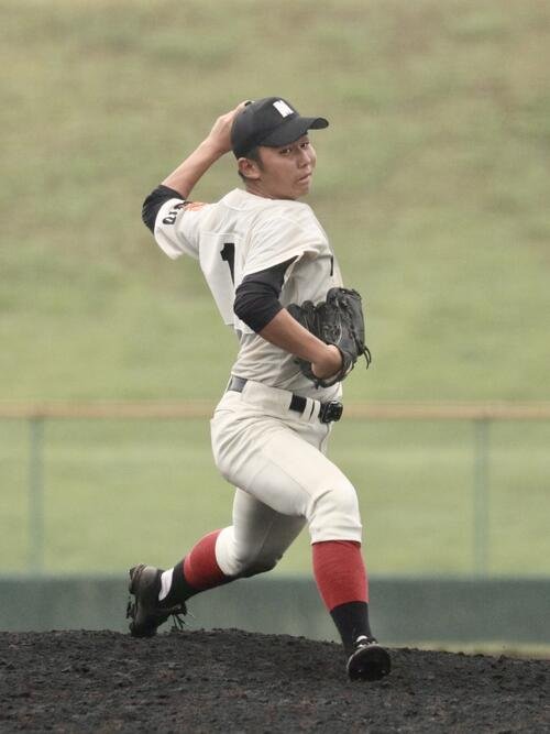 仙台西対宮城農　5回からマウンドに上がった宮城農･遠藤利真投手(撮影･高橋香奈)