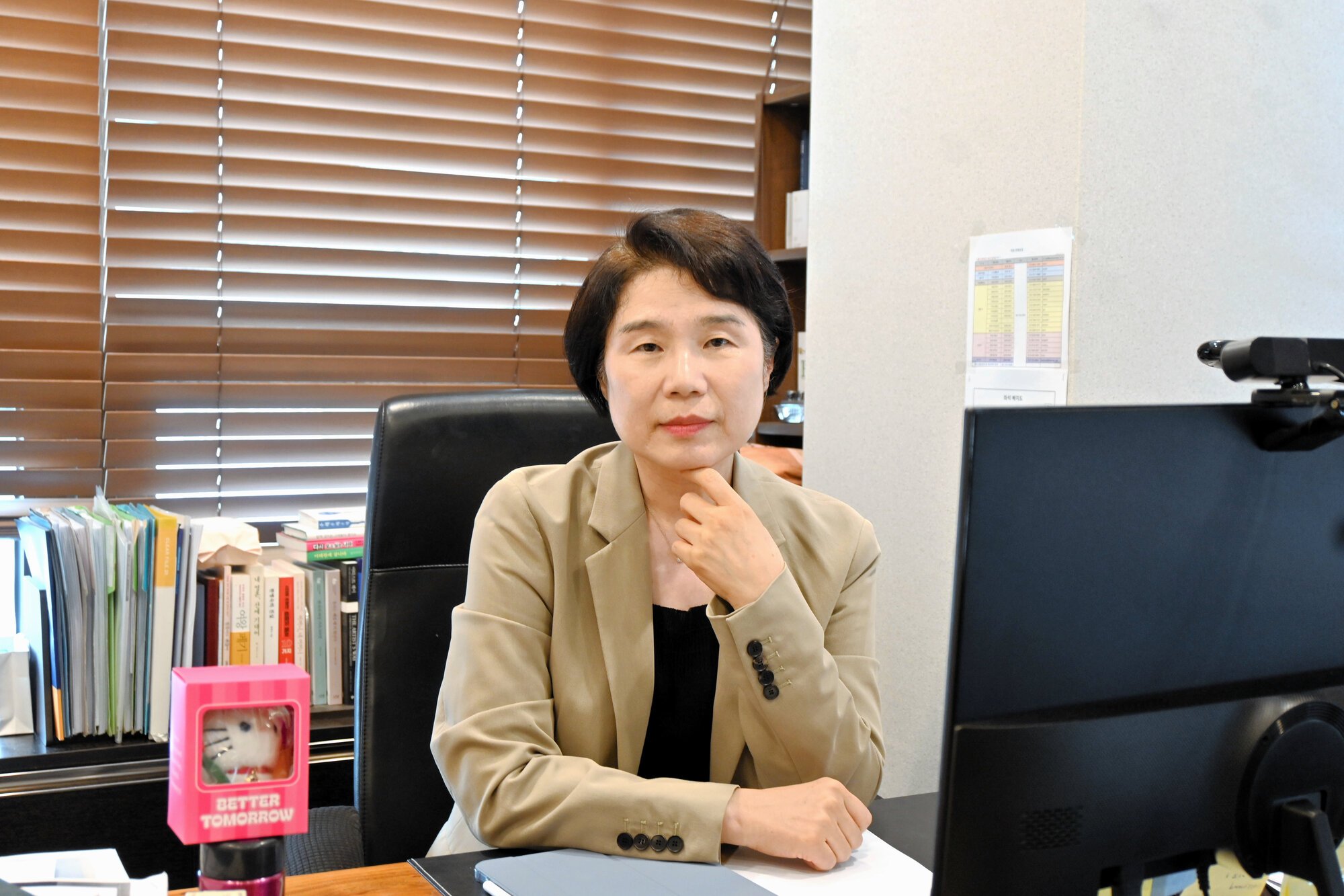 ｢女性新聞｣発行人の金孝鮮(キム･ヒョソン)さん=2026年8月19日、ソウル、清水大輔撮影