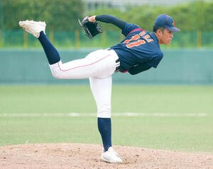 高校日本代表対明大　2回1安打無失点で好投した高校日本代表先発の織田翔希(撮影･江口和貴)