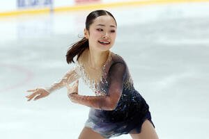 女子SPで華麗な演技を披露する島田麻央(撮影･宮地輝)
