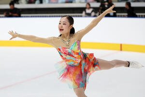 女子フリーで華麗な演技を披露する島田麻央(撮影･宮地輝)
