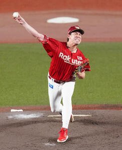 ロッテ対楽天　先発し力投する楽天前田健太(撮影･鈴木みどり)