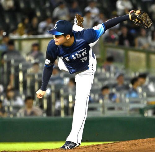 オリックス対西武　西武2番手の豆田泰志(撮影･石井愛子)