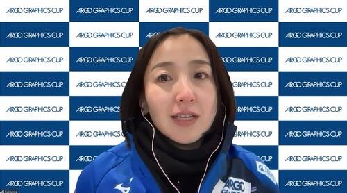 試合後オンライン取材に対応するロコ･ソラーレ藤沢五月