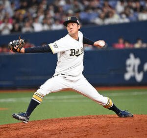 オリックス対楽天　6回表、途中から登板するオリックス田嶋大樹(撮影･和賀正仁)