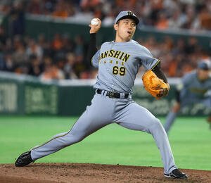 巨人対阪神　力投する阪神石井大智(撮影･野上伸悟)