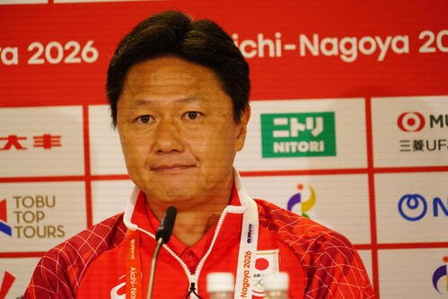 愛知･名古屋アジア大会の公式会見に出席したU－21日本代表大岩剛監督
