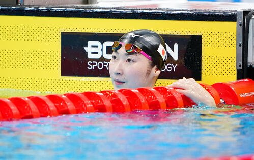 女子100メートルバタフライ決勝　メダルを逃し、浮かない表情の池江璃花子(撮影･鈴木みどり)