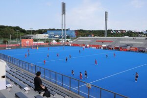 愛知･名古屋アジア大会のホッケー会場=2026年9月25日午前9時16分、岐阜県各務原市、溝脇正撮影