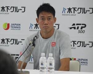 木下グループ･ジャパン･オープンの会見に出席する錦織圭