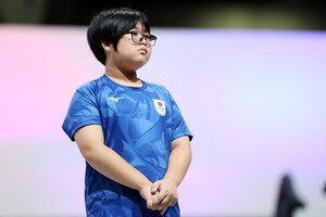 愛知･名古屋アジア大会　eスポーツのぷよぷよ準々決勝に臨む栗原悠輝=有元愛美子撮影