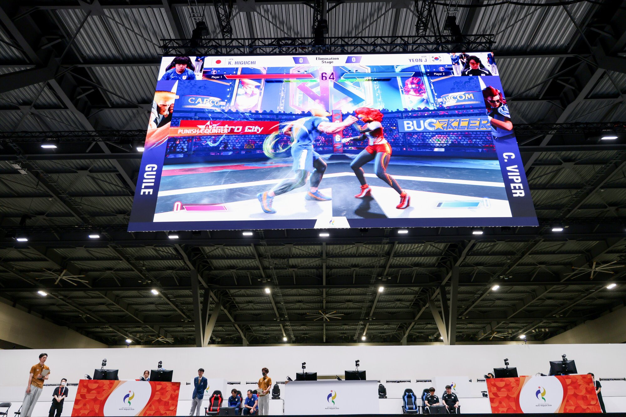 愛知･名古屋アジア大会　eスポーツの対戦格闘団体戦の決勝で日本と韓国が対戦した=有元愛美子撮影