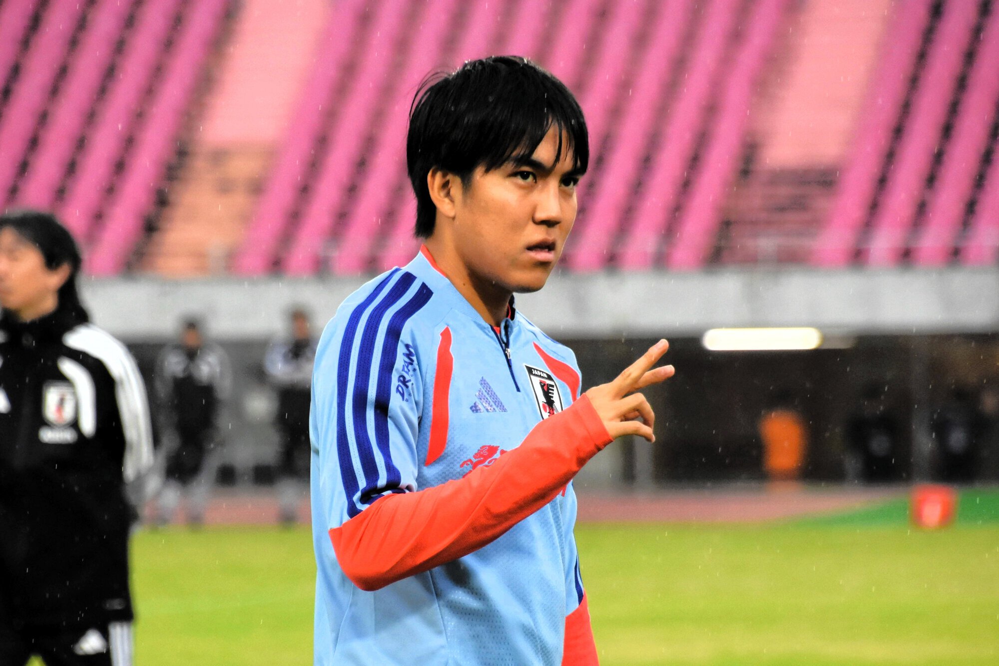 サッカー日本代表の練習に参加するMF田中聡