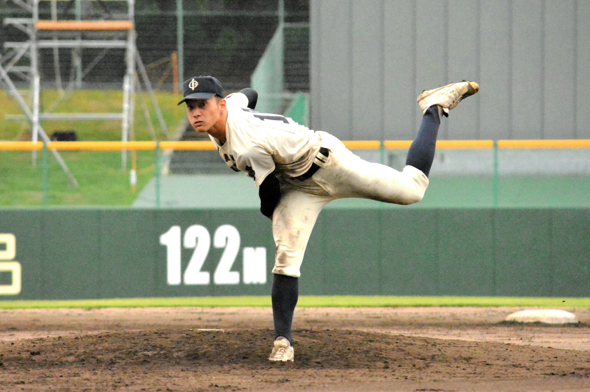 石見智翠館の橋本岳投手=2026年9月27日午後2時45分、県立浜山、堀田浩一撮影