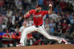 フィリーズ戦に登板したブレーブスのクリス･セール(AP)