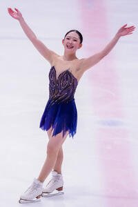 シニア女子フリーで演技を終えた青木祐奈(撮影･江口和貴)