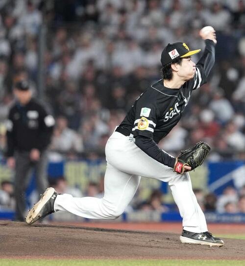 ロッテ対ソフトバンク　ソフトバンク先発の松本晴(撮影･小沢裕)