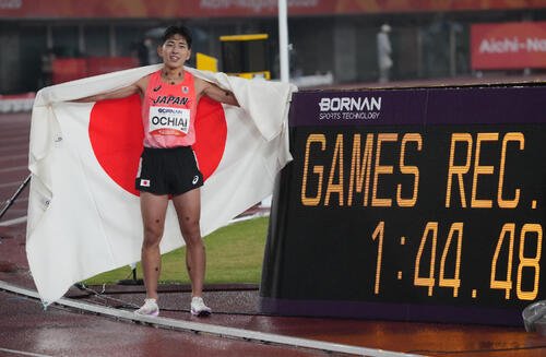 陸上男子800メートル決勝　優勝した落合晃(2026年9月29日撮影)
