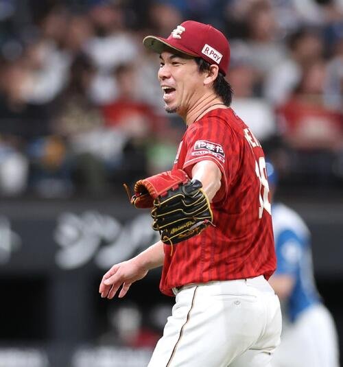 笑顔の楽天前田健太(2026年9月撮影)