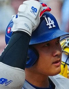 ブルワーズ対ドジャース　1回表ドジャース2死、空振り三振に倒れる大谷翔平(撮影･垰建太)