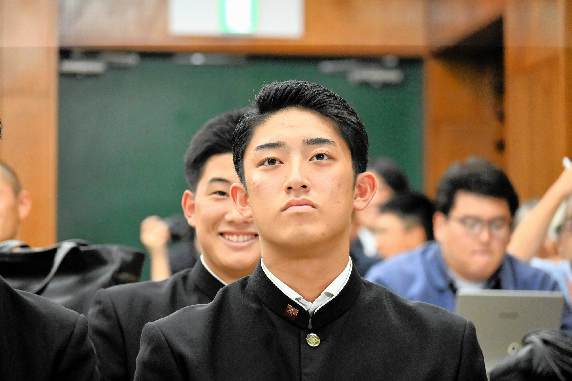 巨人に1位指名された横浜高の織田翔希=2026年10月22日午後5時10分、横浜市金沢区の横浜高校