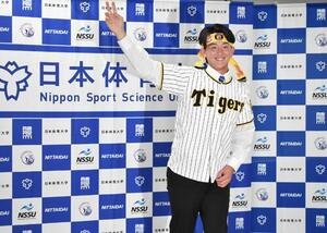 阪神から2位指名を受けた日体大･馬場拓海投手(撮影･只松憲)