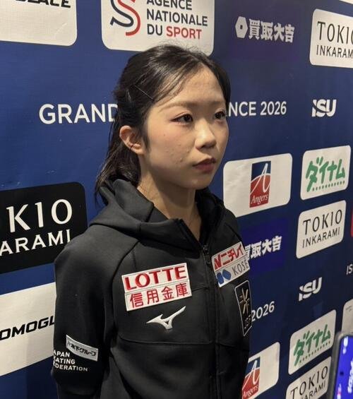 前日練習後に取材に応じた中井亜美(撮影･松本愛香通信員)