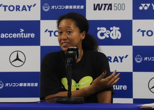 東レパンパシフィックオープンテニストーナメントの開幕前日会見に出席した大坂なおみ(撮影･藤塚大輔)