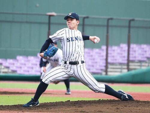 仙台大対富士大　4安打完封と好投した仙台大･大城海翔投手(撮影･高橋香奈)