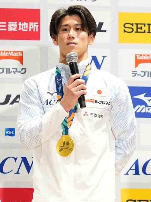 体操世界選手権の帰国会見に臨んだ橋本大輝(撮影･栗林真菜)＝2026年10月28日