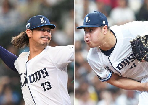 西武高橋光成(左)と平良海馬